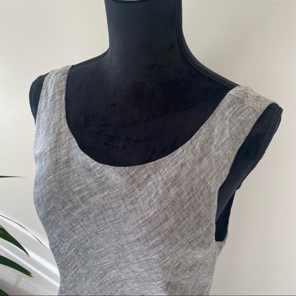 LAURA ASHLEY Pure Linen Grey Silver Shift Classic Midi Dress New w Tags Size 14 - Picture 5 of 11